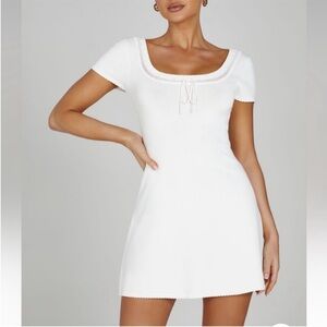 Meshki | Dresses | Meshki Marguerite Satin White Polka Dot Halter Midi Dress  | Poshmark